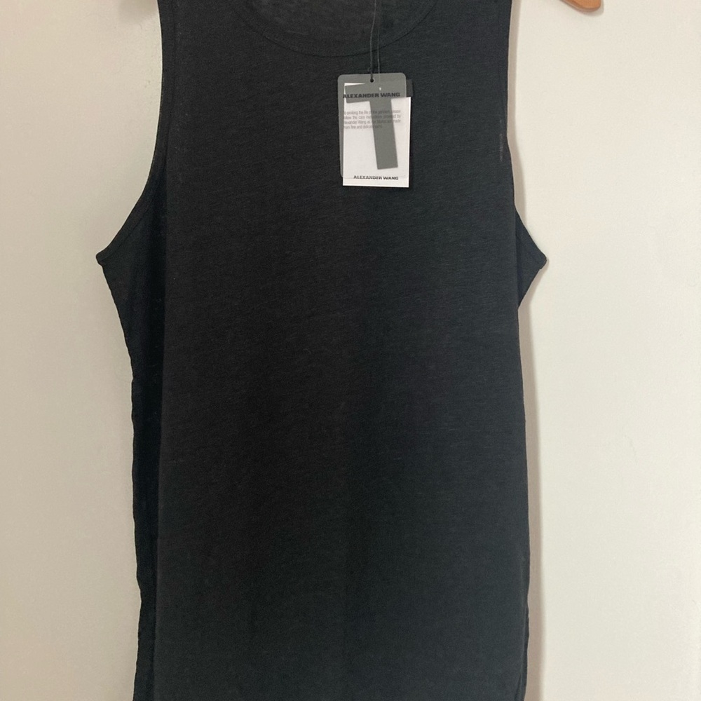 T by Alexander Wang silk/ Linen Black Tank Top